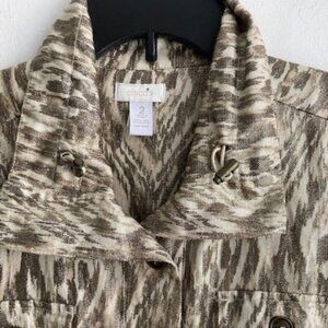 Womens Chicos Metallic Lightweight Linen Cotton Jacket Size 2 Gorgeous Style